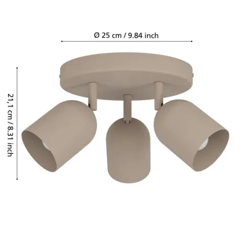 Foco de Teto com 3 Lâmpadas Giratórias Areia TILSTON EGLO 44163
