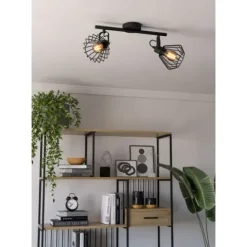 Foco de Teto com Projetores Ajustáveis em Metal Preto TABILLANO EGLO 98763