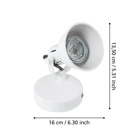 Foco LED Ajustável em Metal Branco SERAS 1 EGLO 98393