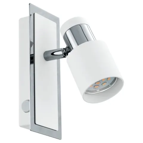 Foco LED de Parede com Corpo Metálico Branco e Cromado DAVIDA EGLO 92084