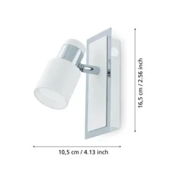 Foco LED de Parede com Corpo Metálico Branco e Cromado DAVIDA EGLO 92084