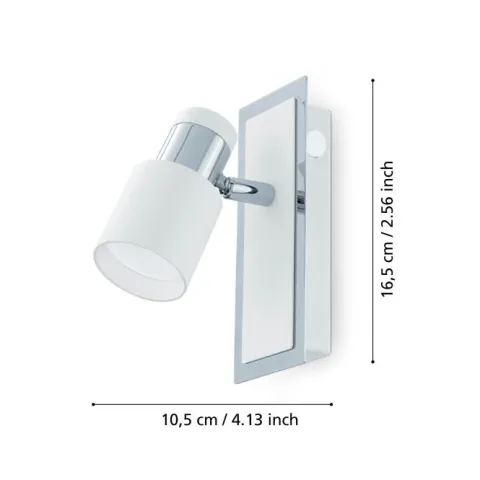 Foco LED de Parede com Corpo Metálico Branco e Cromado DAVIDA EGLO 92084