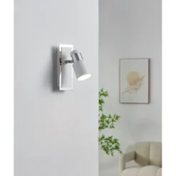 Foco LED de Parede com Corpo Metálico Branco e Cromado DAVIDA EGLO 92084