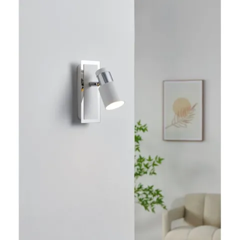 Foco LED de Parede com Corpo Metálico Branco e Cromado DAVIDA EGLO 92084