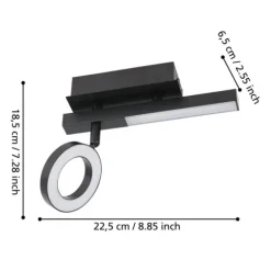Foco LED de Parede com Suporte em Metal Preto CARDILLIO 2 EGLO 900513