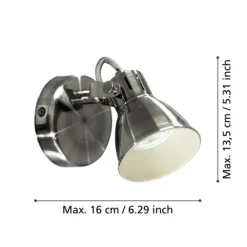 Foco LED de Parede e Teto com Suporte Metálico Níquel SERAS EGLO 96552