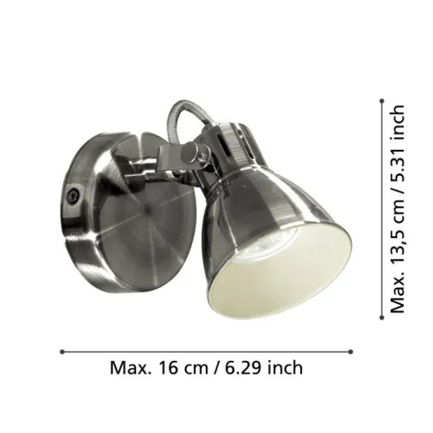 Foco LED de Parede e Teto com Suporte Metálico Níquel SERAS EGLO 96552