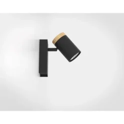 Foco LED de Parede ou Teto com Madeira e Metal Preto CARTAGENA EGLO 39647