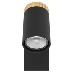 Foco LED de Parede ou Teto com Madeira e Metal Preto CARTAGENA EGLO 39647