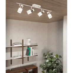 Foco LED de Teto com Corpo Metálico Branco e Cromado DAVIDA EGLO 92087