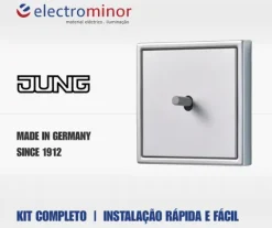 Interruptor Duplo/Comutador de Lustre Branco LS 990 - JUNG - Kit Completo