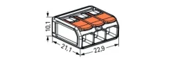 Ligador Compacto Wago P/ Flexivéis 3x6 mm 221-613 (30 UN)