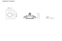 Luminária de Encastrar com Aba de Remate em Aço Inox Tromilux 1012.100.7TX Grafite