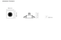 Luminária de Encastrar com Aba de Remate para Espaços Interiores Tromilux 1011.100.2XX Cinza
