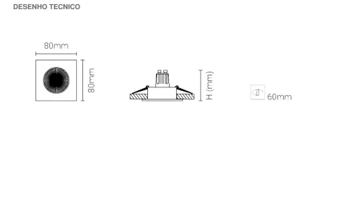 Luminária de Encastrar com Aba de Remate para Espaços Interiores Tromilux 1011.100.2XX Cinza