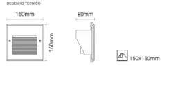 Luminária de Encastrar de Parede com Aba de Remate Tromilux 2522.105.2F2 Cinza