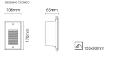 Luminária de Encastrar de Parede com Aba de Remate Tromilux 2523.105.2F2 Cinza
