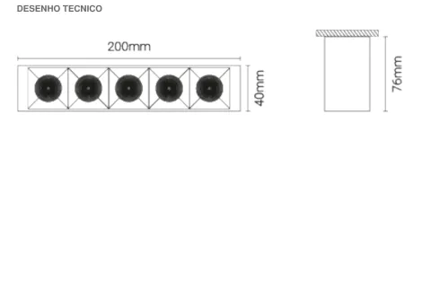Luminária Saliente com Corpo em Alumínio e Luz Descendente Tromilux 1524.501.9X2 Preto
