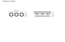 Luminária Saliente de Teto em Chapa de Aço Galvanizado Tromilux 1199.315.2X2 Cinza