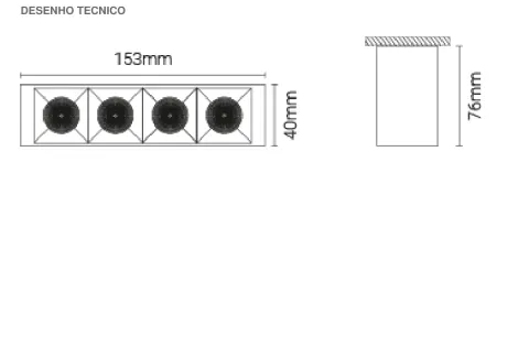 Luminária Saliente em Alumínio com Luz Descendente Tromilux 1524.402.2X2 Cinza