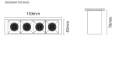 Luminária Saliente em Alumínio para Teto Tromilux 1524.401.7X2 Grafite