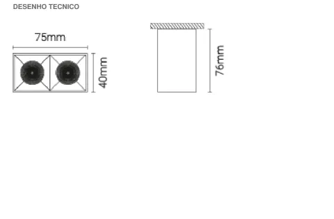 Luminária Saliente para Espaços Interiores Tromilux 1524.201.2X4 Cinza