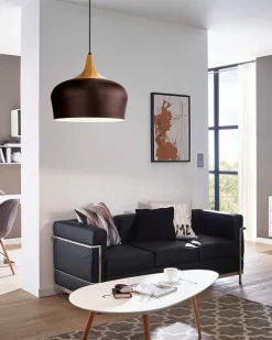 OBREGON Candeeiro de teto castanho com detalhe em madeira de carvalho elegante 95385