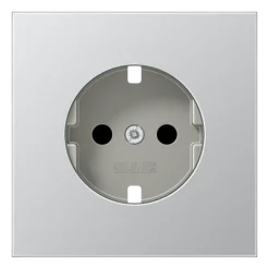 Placa Central para Bases de Tomada SCHUKO® Safety Plus Série LS Alumínio JUNG AL1520KIPL