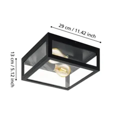Plafon com Moldura de Metal Preto e Vidro Transparente AMEZOLA EGLO 99122