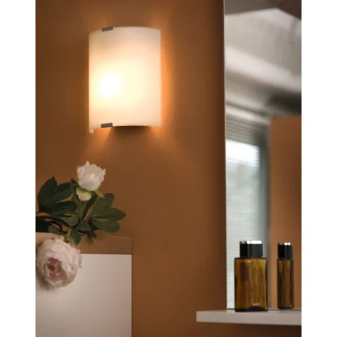 Plafon com Vidro Branco Acetinado e Suportes em Metal Prateado GRAFIK EGLO 84028