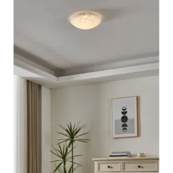 Plafon de Teto com Vidro Branco Acetinado e Detalhes Florais SCALEA 1 EGLO 90043