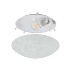 Plafon de Teto com Vidro Branco Acetinado e Detalhes Florais SCALEA 1 EGLO 90043