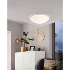 Plafon de Teto em Metal Branco com Tampa de Vidro PLANET 1 EGLO 83153