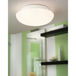 Plafon de Teto Redondo em Metal Branco e Vidro Opalino ELLA EGLO 81636