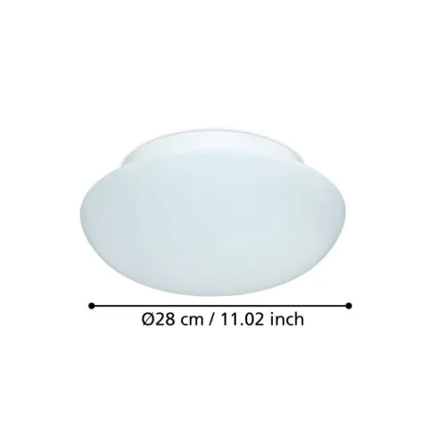 Plafon de Teto Redondo em Metal Branco e Vidro Opalino ELLA EGLO 81636