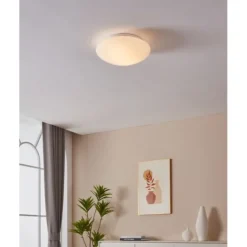 Plafon de Teto Redondo em Metal Branco com Vidro Opalino ELLA EGLO 83404