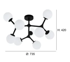 Plafon Eglo Maragall Preto 39532 Ø 735 mm