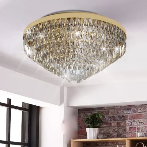 Plafon Eglo Valparaiso Ø480mm 39457 Dourado Cristais