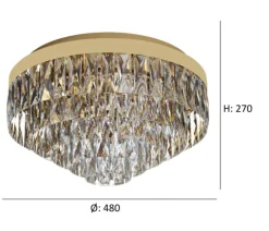 Plafon Eglo Valparaiso Ø480mm 39457 Dourado Cristais