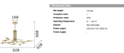 Plafon IDEAL LUX triumph sp8 latão 160269
