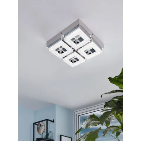 Plafon LED com Cristais Transparente e Metal Cromado FRADELO EGLO 95657