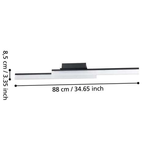 Plafon LED de Teto Preto com Luz Branca Quente PALMITAL EGLO 900844