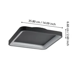 Plafon LED Preto Quadrado 350x350 mm LORETELLO EGLO 901252