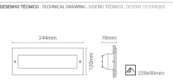 Projector de Parede Exterior de Encastrar Inox Tromilux 2010.100.8OX Aço Inoxidável