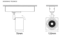Projetor de Calha Trifásica 230V Orientável em Alumínio Tromilux 5071.115.1X2 Branco