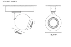 Projetor de Calha Trifásica 230V para Interior Alumínio Tromilux 5083.115.2X3 Cinza