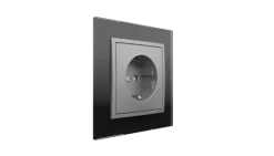 Tomada Cristal Negro/Alumina, Logus 90 Crystal - Kit Completo