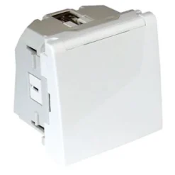 Tomada Schuko Alv Planos Tampa Obturador, 2 Módulos, Branco - Quadro 45 - 45128 SBR - EFAPEL