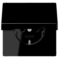 Tomada SCHUKO® 16 A 250 V com Tampa Basculante Preto LS JUNG LS1520KIKLSW