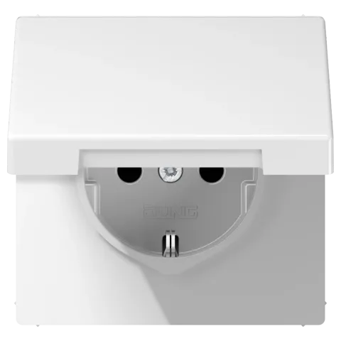 Tomada SCHUKO® 16 A 250 V com Tampa Basculante Branco LS1521KIKLWW JUNG LS1521KIKLWW